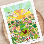 Squirrel Sunrise Garden Penser À Vous<br><div class="desc">Profitez du charme d'une matinée ensoleillée avec notre carte postale de jardin d'écureuils. Avec une illustration vivante d'un écureuil gai au milieu d'une flore florissante, il rayonne de chaleur et de bonheur. La scène colorée apportera un sourire à tous. Avec le message sincère "Pensez à vous", il sert de parfait...</div>