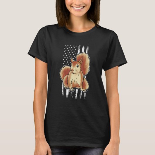 Squirrel US Flag Squirrel American Flag Squirrel T-shirt (Voorkant)