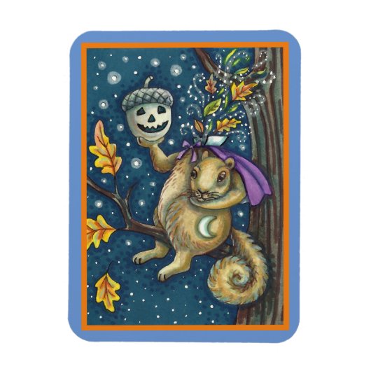 SQUIRREL VAN SLAAPHOLLOW & ACORN, FUNNY HALLOWEEN MAGNEET (Verticaal)