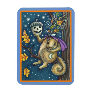 SQUIRREL VAN SLAAPHOLLOW & ACORN, FUNNY HALLOWEEN MAGNEET