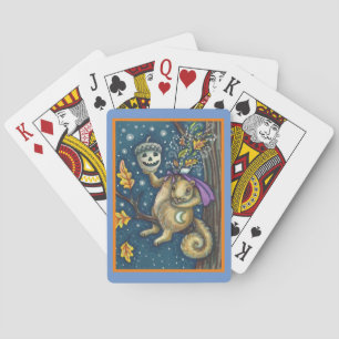 SQUIRREL VAN SLAAPHOLLOW & ACORN, FUNNY HALLOWEEN POKERKAARTEN