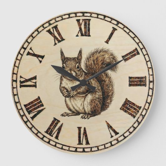 Squirrel Wall Clock - Warm Woodland Touch Grote Klok (Voorkant)