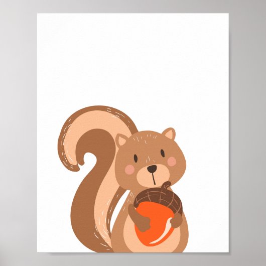 Squirrel Woodland Animal Nursery Wall Art Print (Voorkant)