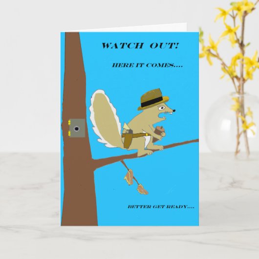 SQUIRRELLY -- Carte d'anniversaire (Fleur jaune)