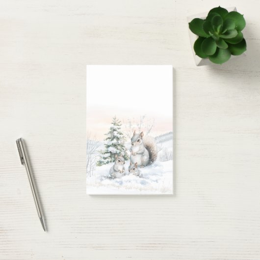 Squirrels in Winter Snow Notes (Kantoor)