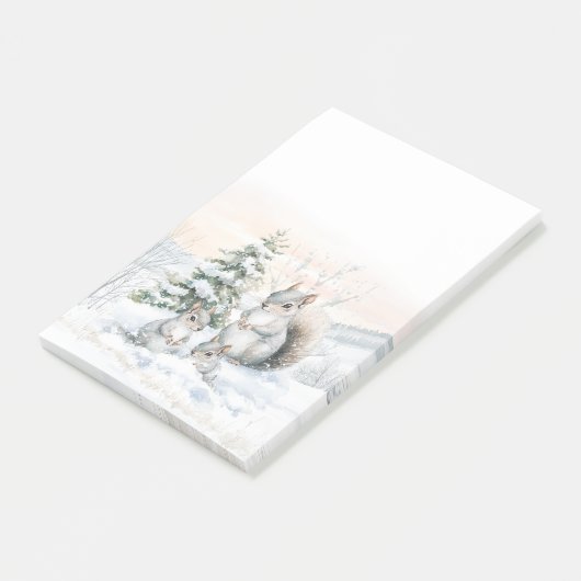 Squirrels in Winter Snow Post-It Notes (Schuin)