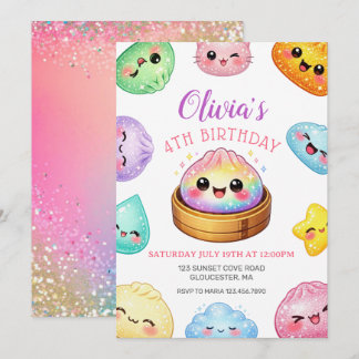 Squish Girl Glitter Dumpling Verjaardagsfeestje Kaart