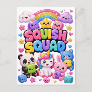 Squish Squad Glitterende Regenboog Panda Eenhoorn Briefkaart