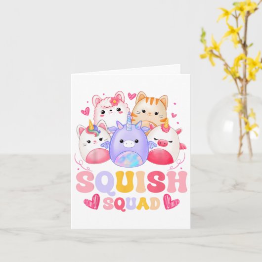 Squish Squad verjaardag voor meisjes Kinder peuter Kaart (Gele Bloem)