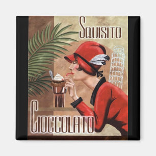 Squisito Cioccolato Italy Chocolate Woman in Red Magneet