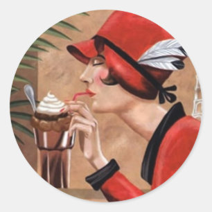 Squisito Cioccolato Italy Chocolate Woman in Red Ronde Sticker