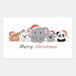Squ's met prettige kerstdieren rechthoekige sticker