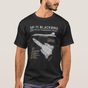 SR-71 Blackbird Vliegtuig Spy Plane Blauwdruk Gege T-shirt