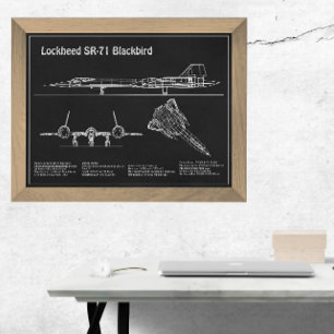 SR-71 Blackbird - Vliegtuigblauwdruk Plannen PD Foto Afdruk