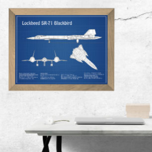SR-71 Blackbird - Vliegtuigblauwdrukplannen ABD Foto Afdruk