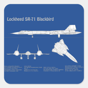 SR-71 Blackbird - Vliegtuigblauwdrukplannen ABD Vierkante Sticker