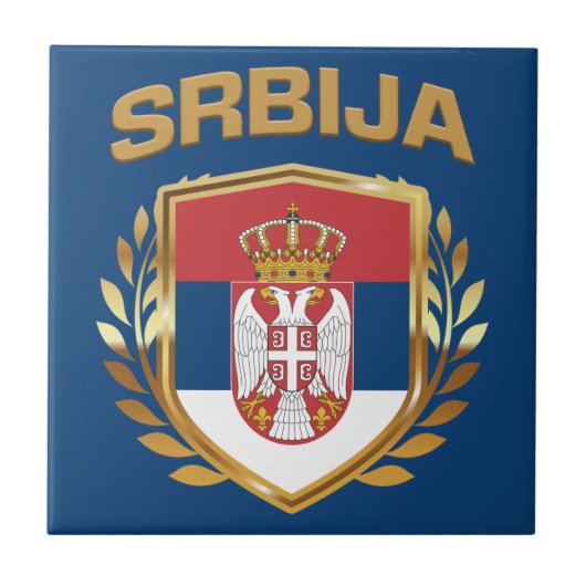 Srbija Flag Shield Servië Tegeltje (Voorkant)