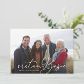 Sretan Božić Script Whimsical Carte photo de vacan (Debout devant)