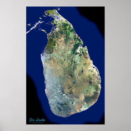 Sri Lanka depuis une affiche de satellite spatial (Devant)