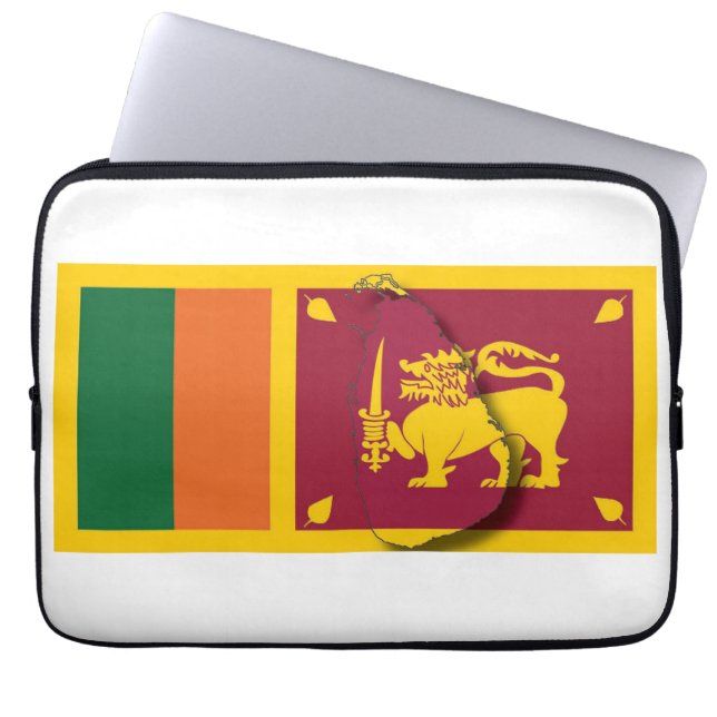 SRI LANKA Flag Map Patriotic Computer WHITE Laptop Sleeve (Voorkant)
