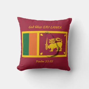 SRI LANKA FLAG Patriottic Scripting Custom BURGUND Kussen