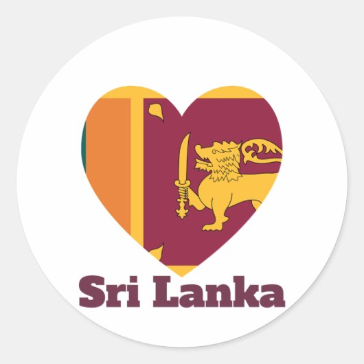 Sri Lanka Heart Flag Ronde Sticker (Voorkant)