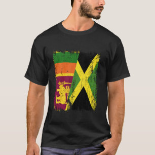 Sri Lanka Jamaica Halve Vlag Sri Lankaanse Jamaica T-shirt