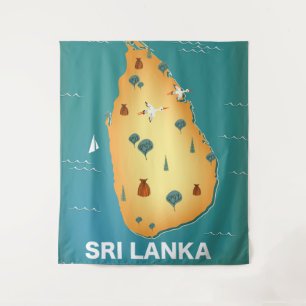 Sri Lanka kaart reisposter Flyer Wandkleed