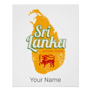 Sri Lanka Kaart  Vakantie Eiland Souvenir Perfect Poster