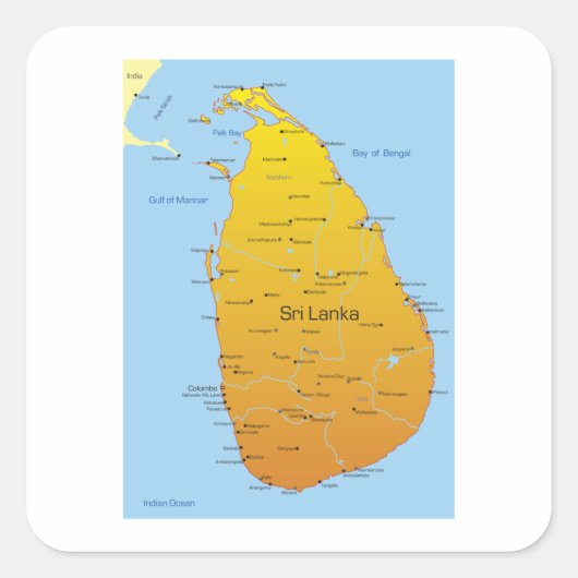 Sri Lanka-kaart Vierkante Sticker (Voorkant)
