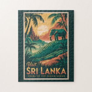 Sri Lanka Landschap Illustratie Reis Kunst Retro Legpuzzel