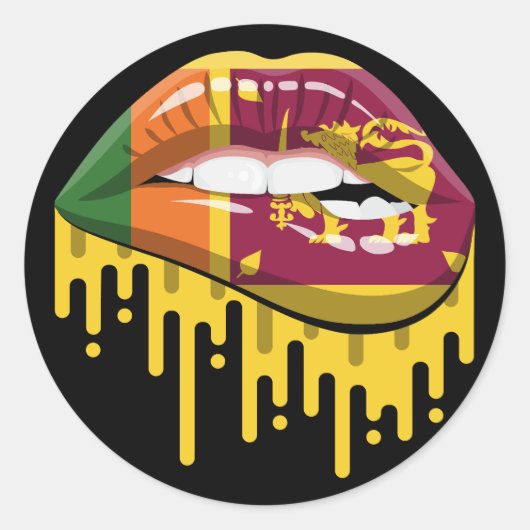 Sri Lanka Lips Pride Root Flag Ronde Sticker (Voorkant)