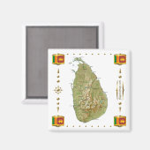 Sri Lanka Map + Flags Magnet Magneet (Voorkant / Achterkant)