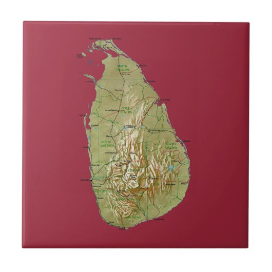 Sri Lanka Map Tile Tegeltje (Voorkant)