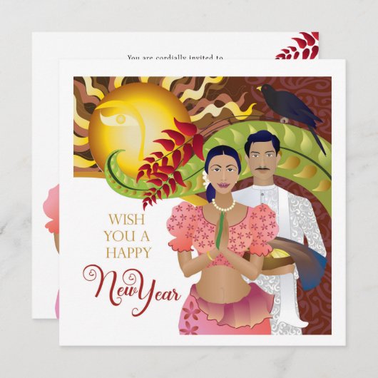 Sri Lanka Nieuwjaarsviering Save The Date (Voorkant / Achterkant)