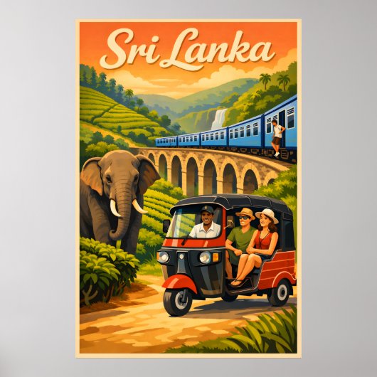 Sri Lanka Oude Reisposter Poster (Voorkant)