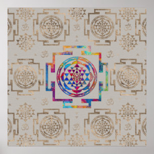 Sri Lanka / Sri Chakra in kleur op canvas Poster