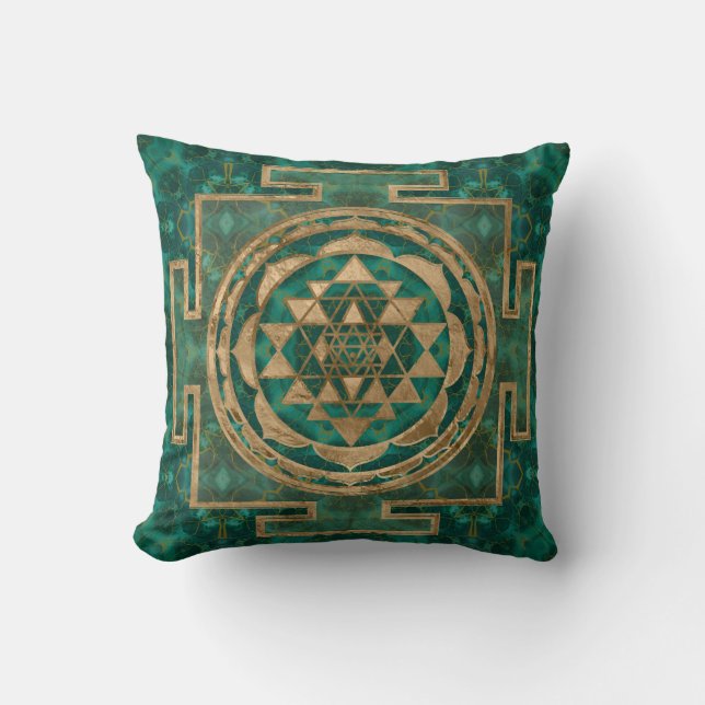 Sri Lanka/Sri Lanka/Sri Lanka Malachite en goud Kussen (Voorkant)