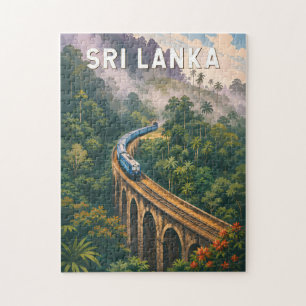 Sri Lanka Trein Illustratie Reis Kunst Vintage Legpuzzel