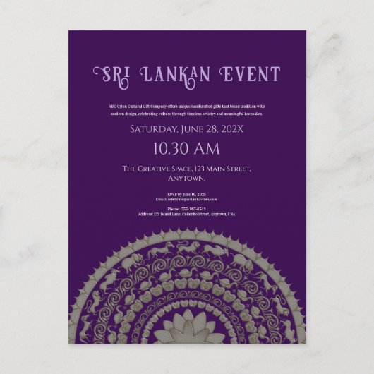 Sri Lanka uitnodiging ontwerp (Voorkant)