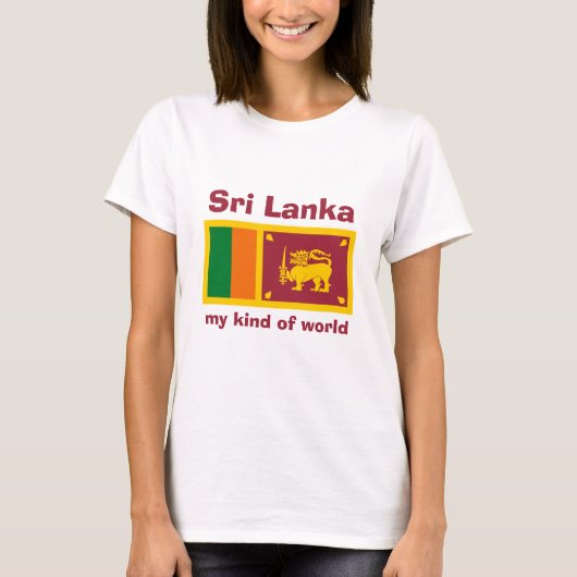 Sri Lanka vlag + kaart + tekst T-shirt (Voorkant)
