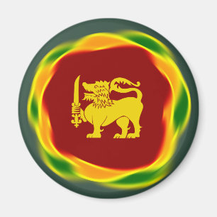 Sri Lanka Vlag kleuren en Gele Leeuw Sinhala Magneet