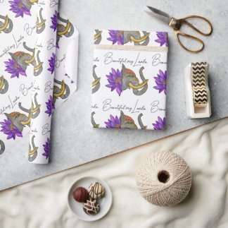 Sri Lankaanse geschenken met olifant en lotus Cadeaupapier