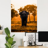 Sri Lankaanse olifant op Sunset Poster (Thuiskantoor)