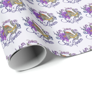 Sri Lankaanse souvenirs met olifant en lotus Cadeaupapier