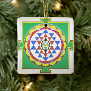 Sri Yantra - Accurate Kleuren Keramisch Ornament