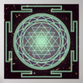 Sri Yantra Blue Glow Poster (Voorkant)