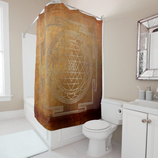 Sri Yantra en cuivre - Rideau de douche (En situation)