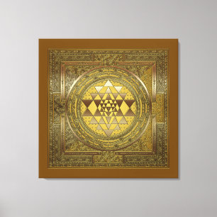 Sri Yantra Gold - Ingewikkeld Canvas Afdruk