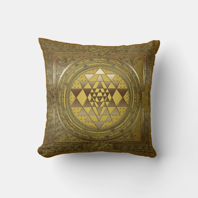 Sri Yantra Gold - Pillow Kussen (Voorkant)